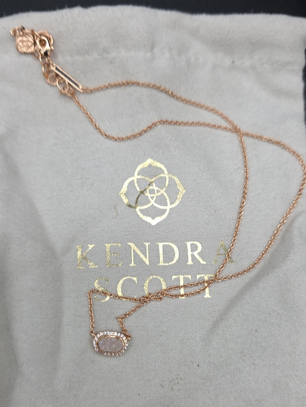 Kendra Scott Rose Gold Necklace with Light Pink Stone